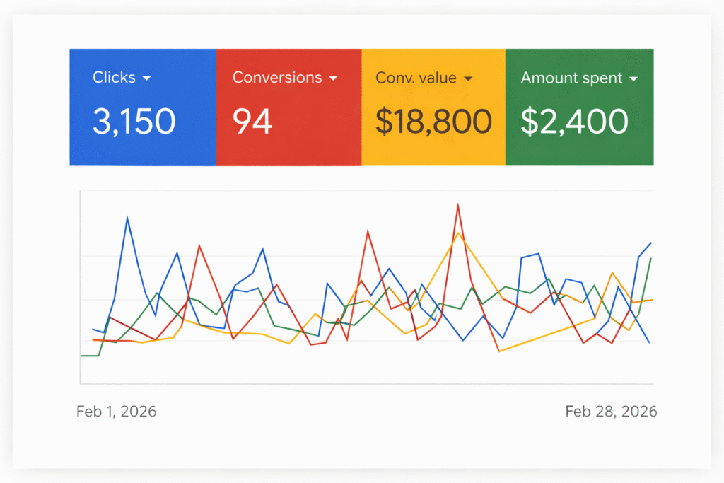 Ascend Group Media Google Ads campaign results with $18,000 generated